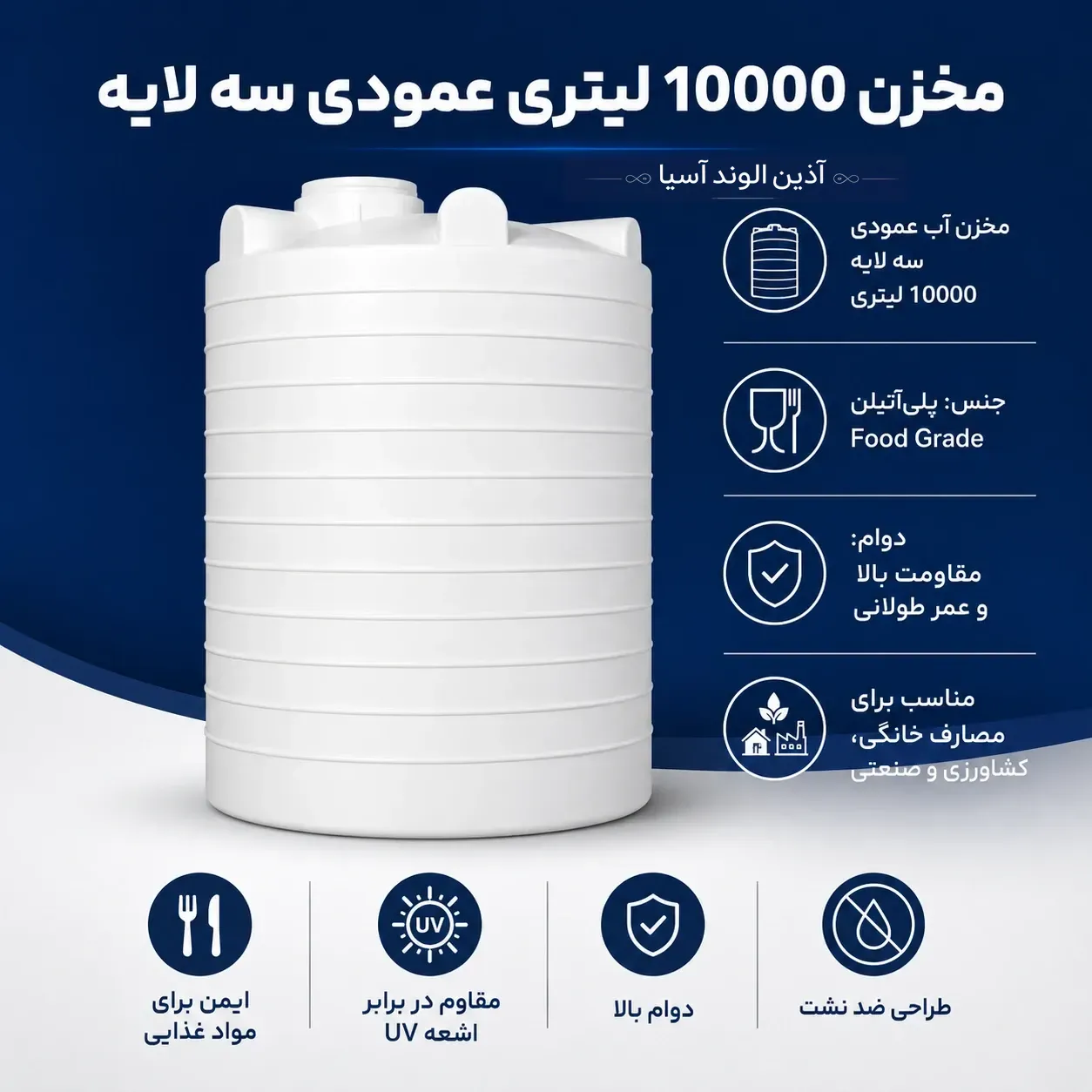 مخزن 10000 لیتری عمودی سه لایه