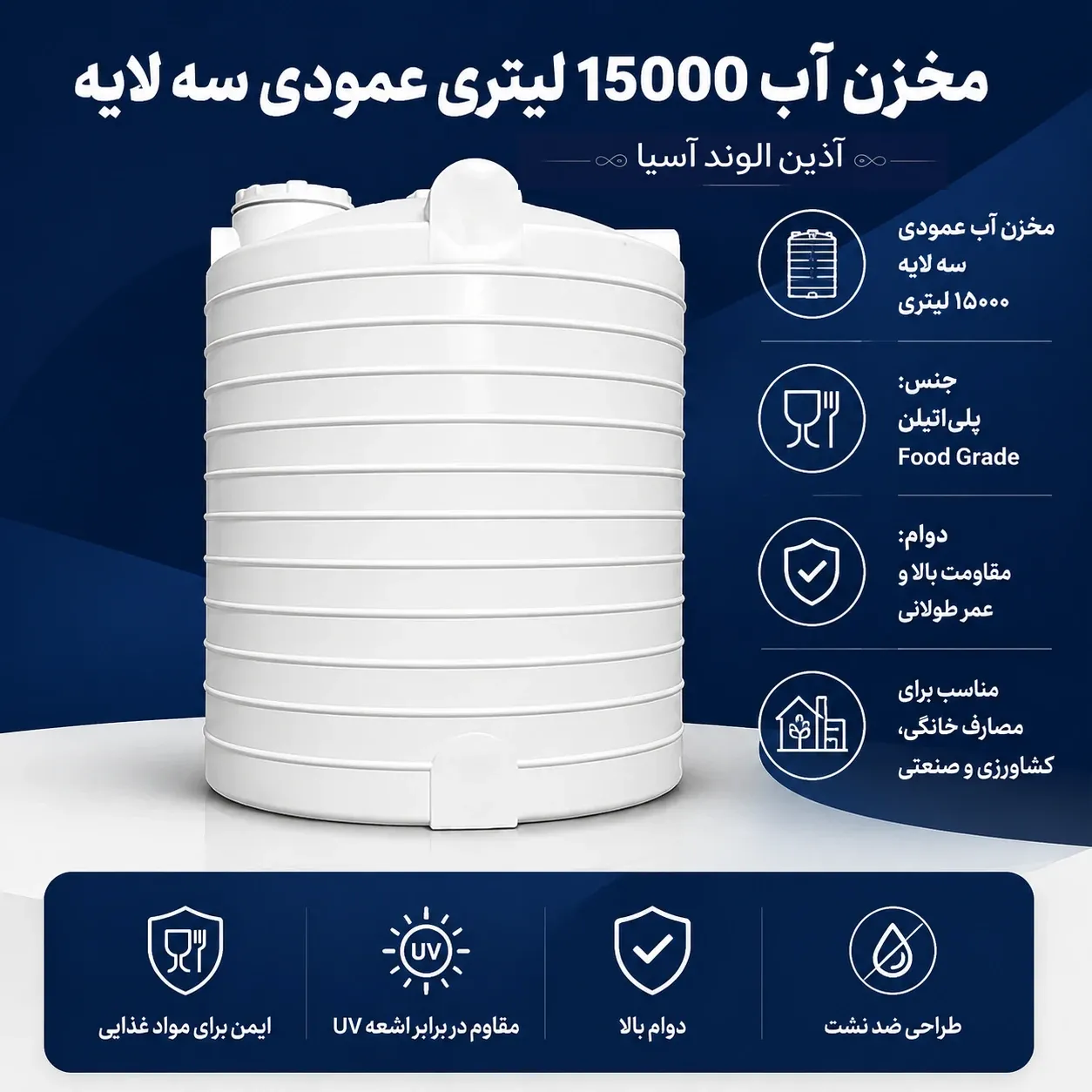 مخزن 15000 لیتری  عمودی سه لایه
