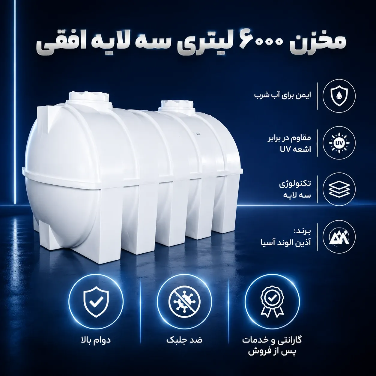 مخزن 6000 لیتری سه لایه افقی