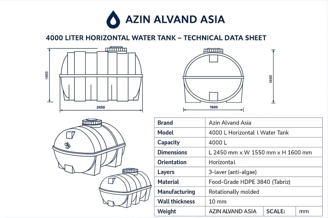 دیتاشیت مخزن آب4000هزار لیتری