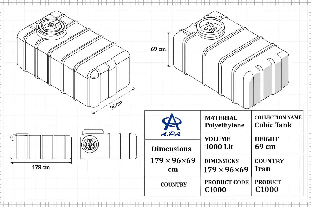 دیتاشیت مخزن مکعبی 1000 لیتری