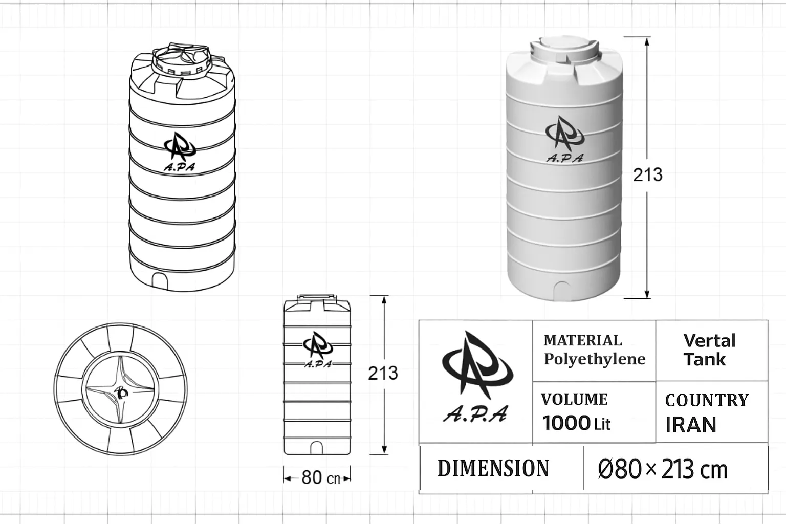 دیتاشیت مخزن 1000 عمودی بلند