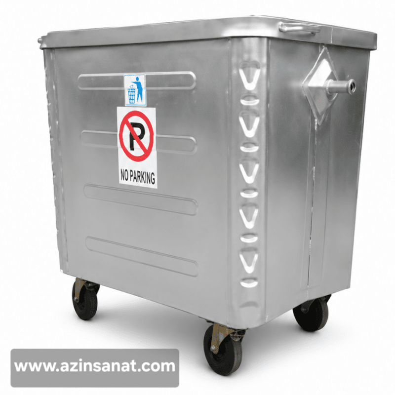 سطل زباله صنعتی 1100 لیتری مکعب پرسی (ورق 1.5)