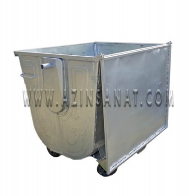 مخزن زباله فلزی 1100 قوس دار با درب تخت (ورق 1.5)