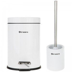 سطل زباله پدالی 3 لیتری و برس دستشویی Brasiana