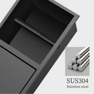 مخزن چندکاره رول دستمال توالت توکار F530 -استیل مشکی