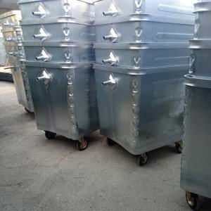 سطل زباله صنعتی 1100 لیتری مکعب پرسی (ورق 1.5)