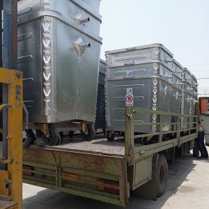 سطل زباله صنعتی 1100 لیتری مکعب پرسی (ورق 1.5)