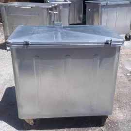 مخزن زباله گالوانیزه 1100 لیتری مکعب با درب فلزی (ورق2) مدل G11