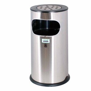 سطل زیرسیگاری استیل درب مشکی مدل F46