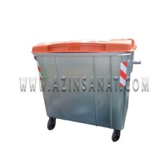 مخزن زباله گالوانیزه 1100 لیتری مکعب با درب پلی اتیلن