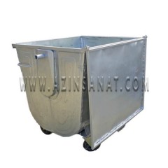 مخزن زباله فلزی 1100 قوس دار با درب تخت (ورق 1.5)