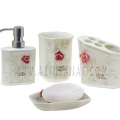 ست سرویس بهداشتی 4 تکه رزماری گل برجسته