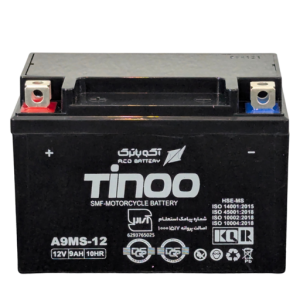 باتری موتور سیکلت تینو 12 ولت 9  آمپر کوتاه