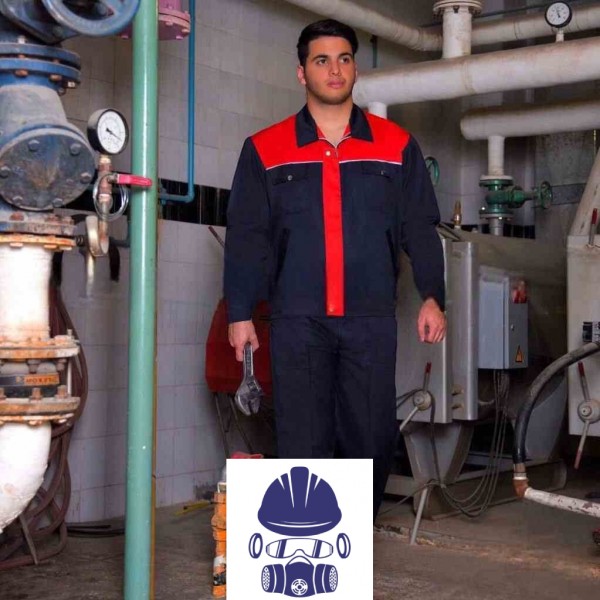 لباس کار پروشات مدل آریا سرمه ای قرمز