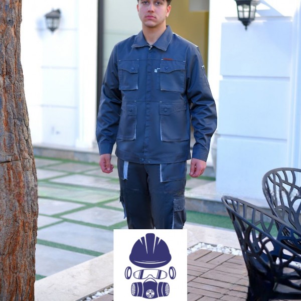 لباس کار پروشات مدل پولاد طوسی استخوانی