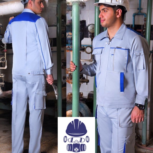 لباس کار پروشات مدل سناتور استخوانی آبی شالی