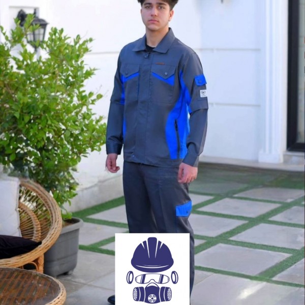 لباس کار پروشات مدل سپهر طوسی آبی