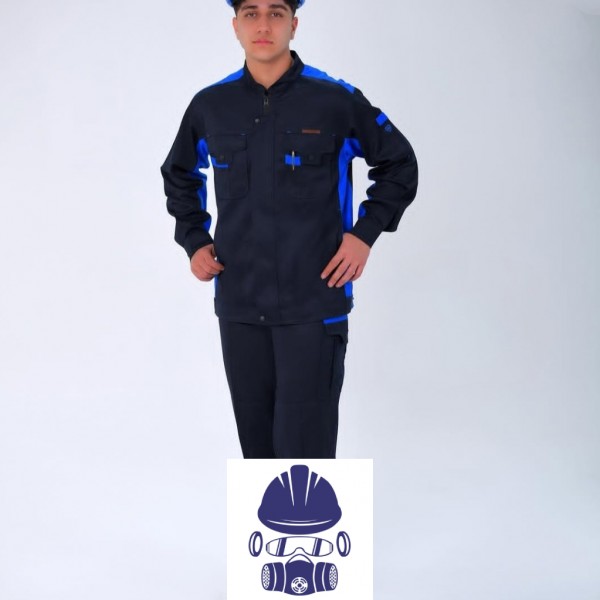 لباس کار پروشات مدل سهند سرمه ای آبی شالی