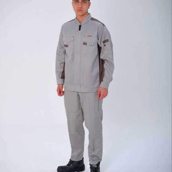 لباس کار پروشات مدل سهند استخوانی شکلاتی