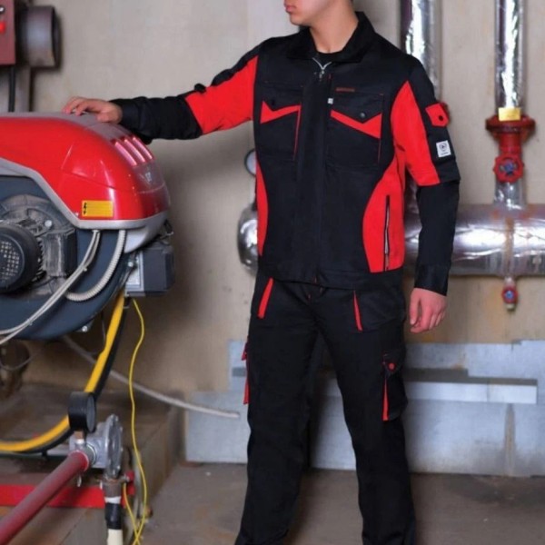 لباس کار پروشات مدل سپهر مشکی قرمز