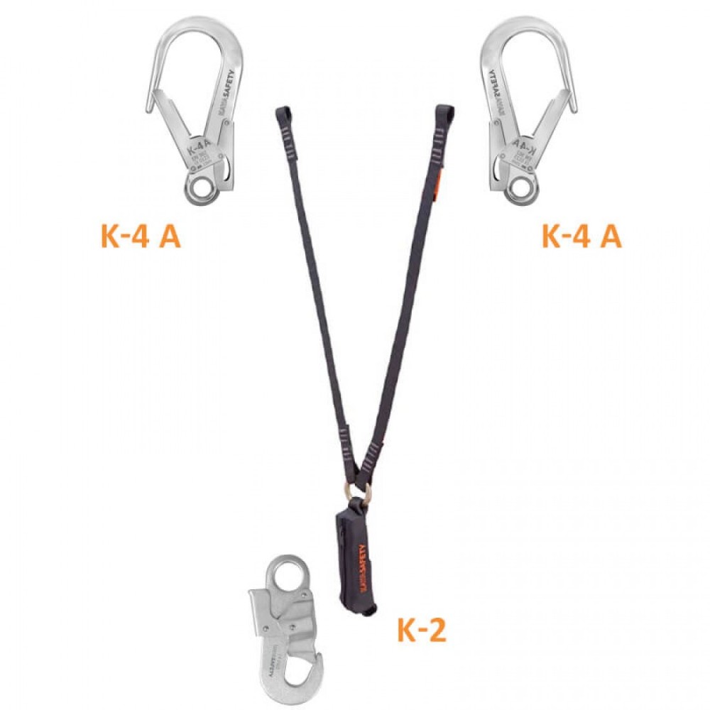لنیارد دو قلاب تسمه ای شوک دار کایا سیفتی مدل E-3 W با قلاب K-4A/K-6