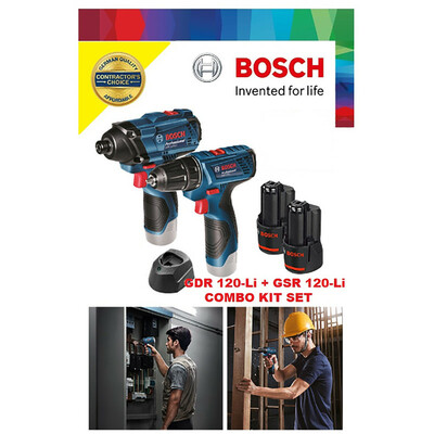 دریل پیچ گوشتی شارژی بوش مدل GDR 120 Li + GSR 120 Li مجموعه دو عددی