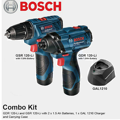 دریل پیچ گوشتی شارژی بوش مدل GDR 120 Li + GSR 120 Li مجموعه دو عددی