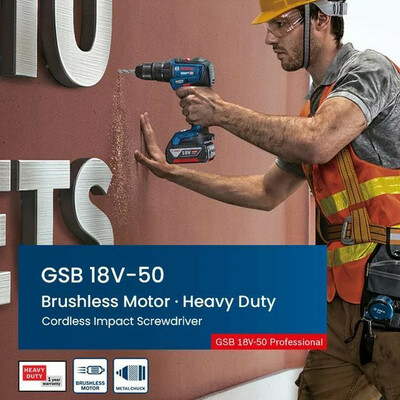 پیچ گوشتی شارژی چکشی بوش مدل GSB 18 V 50Extra brushless