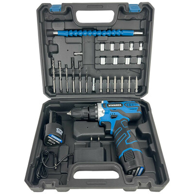 دریل پیچ گوشتی شارژی ویوارکس مدل VR12V-2A-BLUE مجموعه 28 عددی