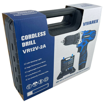 دریل پیچ گوشتی شارژی ویوارکس مدل VR12V-2A-BLUE مجموعه 28 عددی