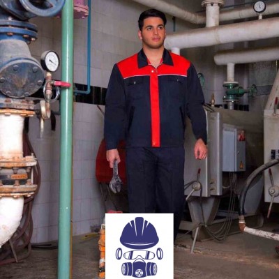 لباس کار پروشات مدل آریا سرمه ای قرمز