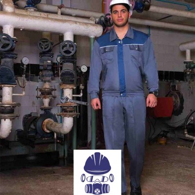 لباس کار پروشات مدل آریا طوسی آبی