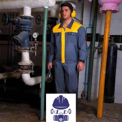 لباس کار پروشات مدل آریا طوسی زرد