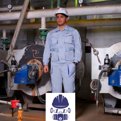 لباس کار پروشات مدل پولاد استخوانی آبی شالی