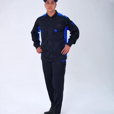 لباس کار پروشات مدل سهند سرمه ای آبی شالی