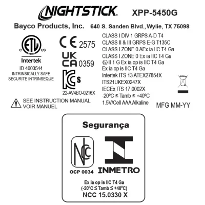 چراغ قوه ضد انفجار نایت استیک مدل night stick XPR-XPP-5450G