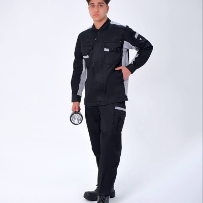 لباس کار پروشات مدل سهند مشکی استخوانی