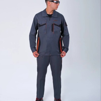 لباس کار پروشات مدل سپهر طوسی مشکی نارنجی