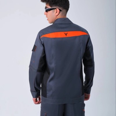 لباس کار پروشات مدل سپهر طوسی مشکی نارنجی