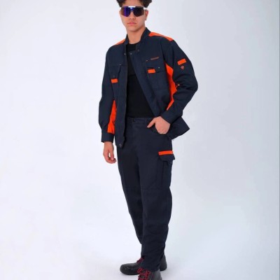 لباس کار پروشات مدل سهند سرمه‌ ای نارنجی