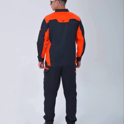 لباس کار پروشات مدل سهند سرمه‌ ای نارنجی