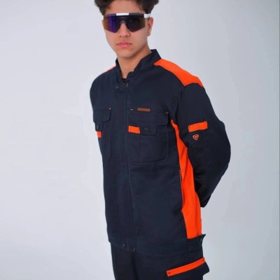 لباس کار پروشات مدل سهند سرمه‌ ای نارنجی