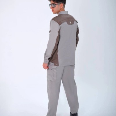 لباس کار پروشات مدل سهند استخوانی شکلاتی