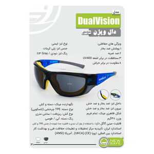 عینک ایمنی نیوسیف دوحالته مدل DualVision با قابلیت تبدیل به مینی گاگل