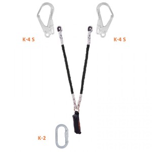 لنیارد طنابی دو شاخ شوک دار کایا سیفتی مدل E-3 T با قلاب K-65/K-2