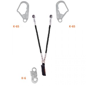 لنیارد طنابی دو شاخ شوک دار کایا سیفتی مدل E-3 T با قلاب K-4A/K-6