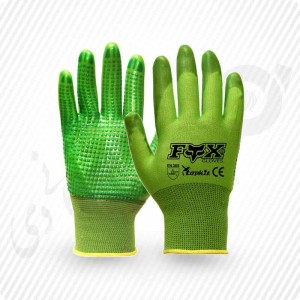 دستکش ایمنی کف مواد خالدار پی وی سی FOX کد: 7175