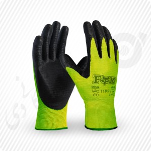 دستکش ایمنی کف مواد نیتریل FOX کد: 1105