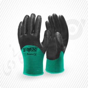 دستکش ایمنی نیم مواد نیتریل شیاری FOX کد: 1257